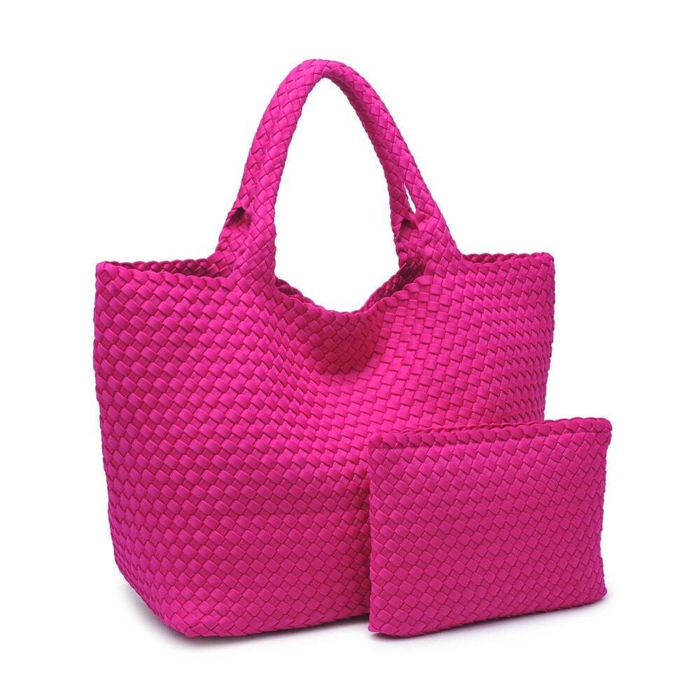 Sky's The Limit Large Woven Neoprene Tote | Fuchsia